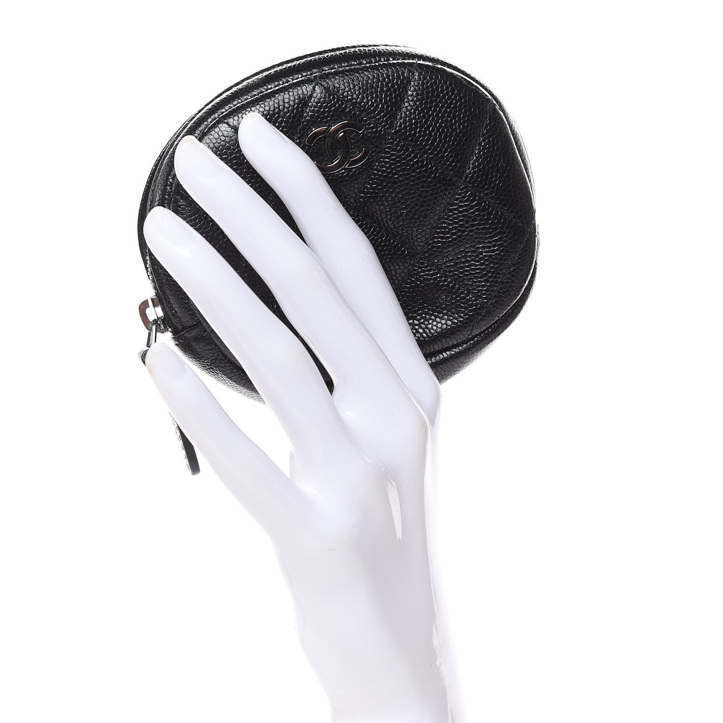 Iridescent Caviar Quilted Zip Around Classic Coin Purse Black