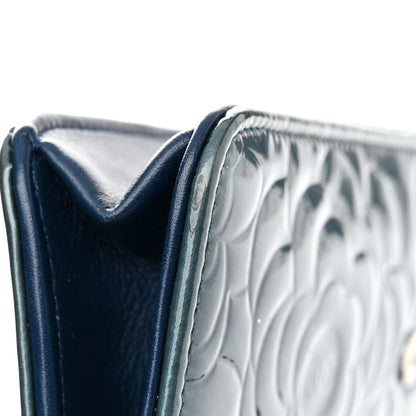 Chanel Patent Camellia Wallet on Chain WOC Royal Blue 17 of 18