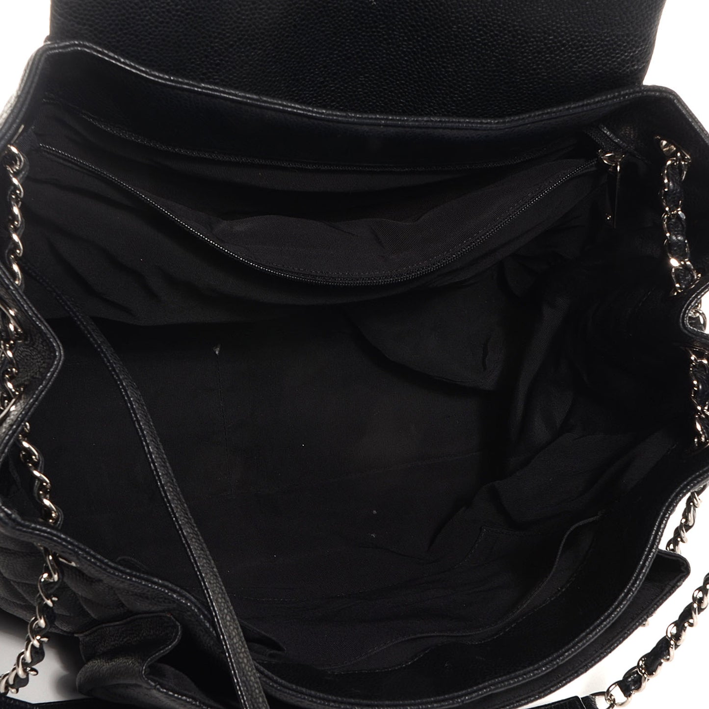 Caviar Quilted Flap Tote Black
