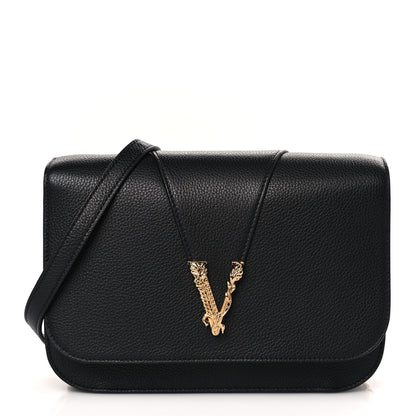 Versace Grainy Calfskin Virtus Chain Crossbody Black 1 of 8