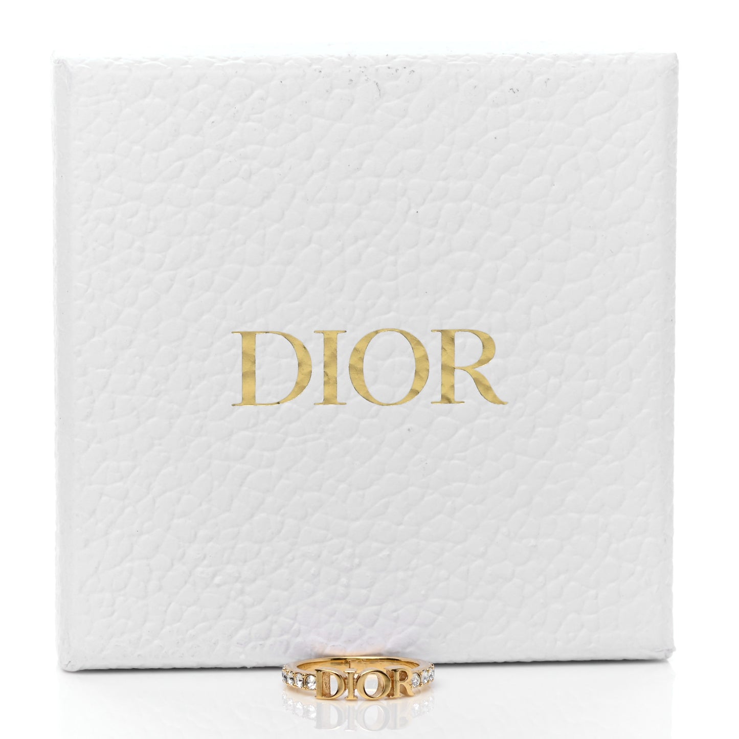 Metal Crystal Logo Ring L Gold
