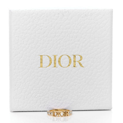 Christian Dior Metal Crystal Logo Ring L Gold 6 of 6