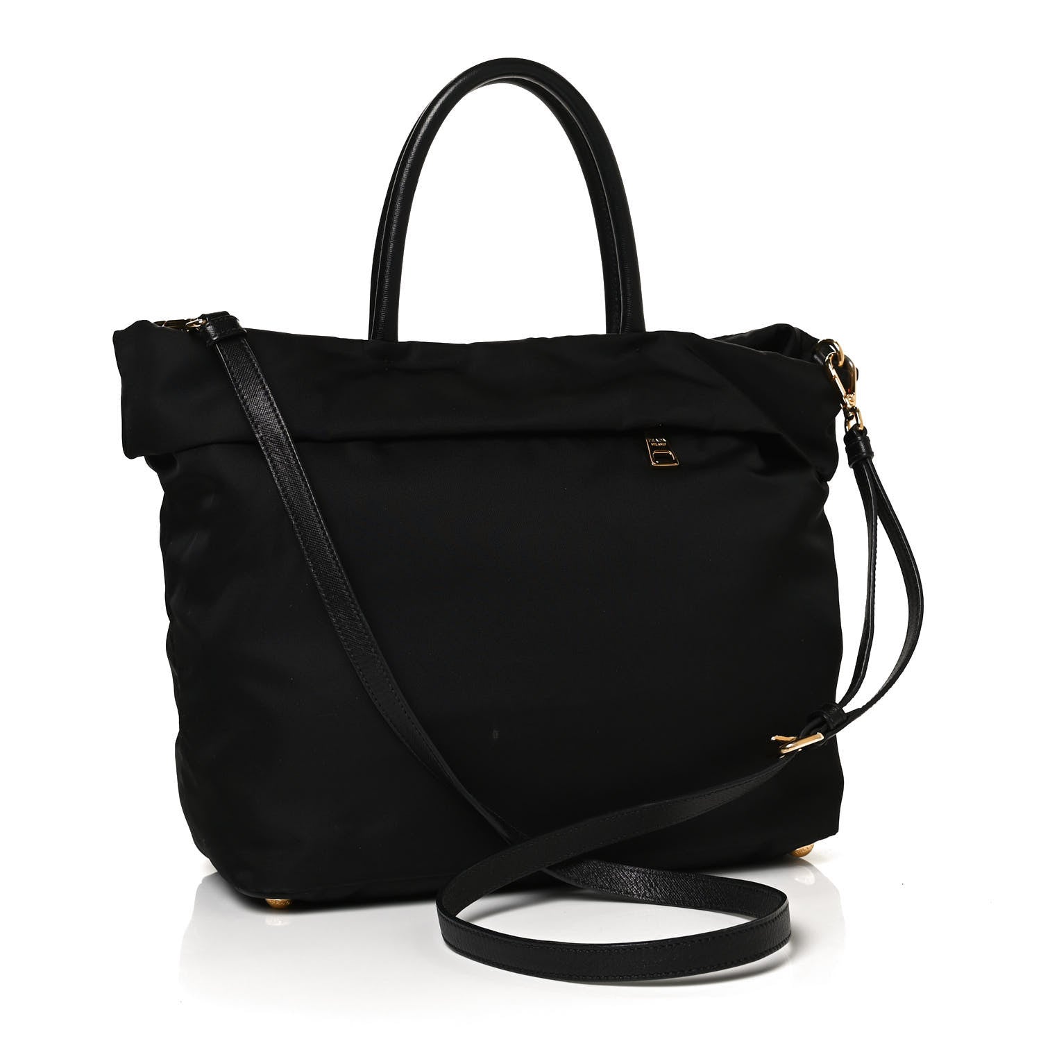 Prada Tessuto Nylon Calfskin Tote Black 3 of 10