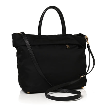 Prada Tessuto Nylon Calfskin Tote Black 3 of 10