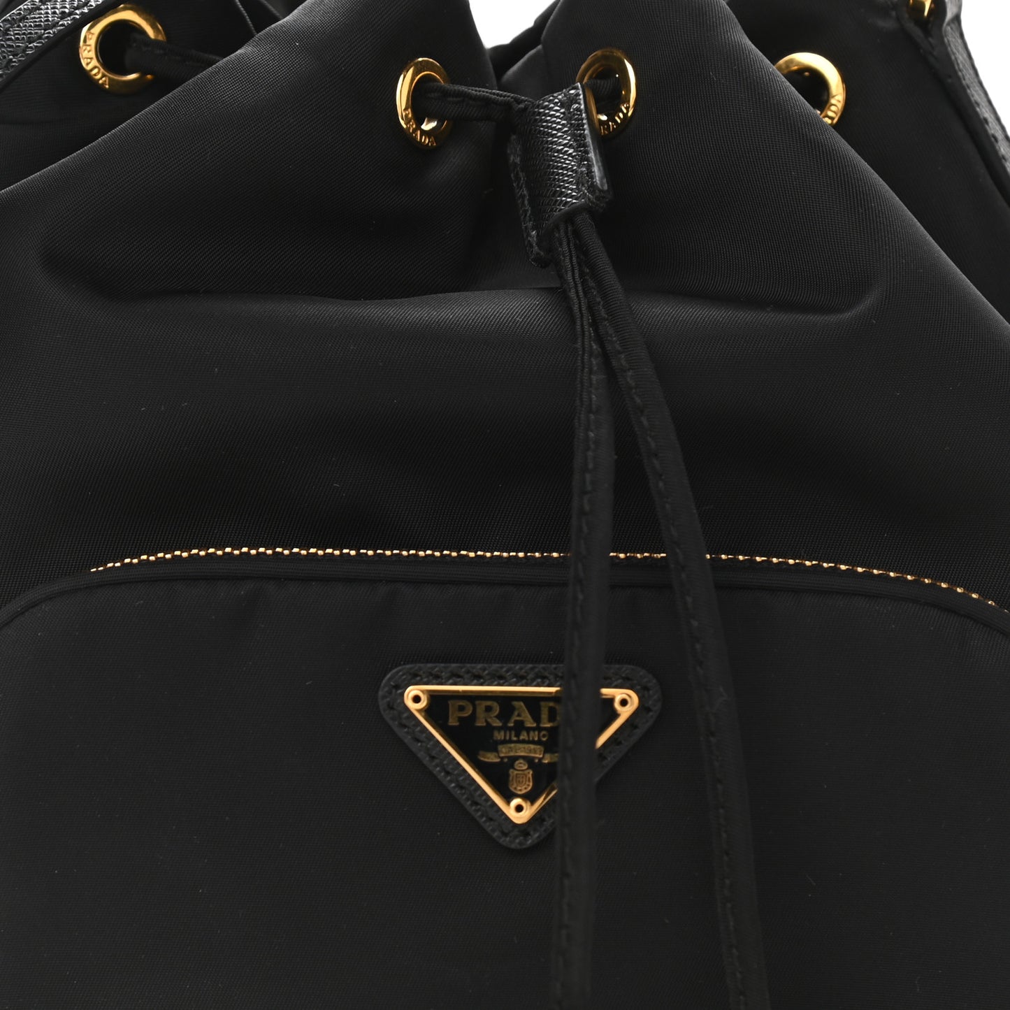 Saffiano Tessuto Nylon Mini Bucket Crossbody Bag Black