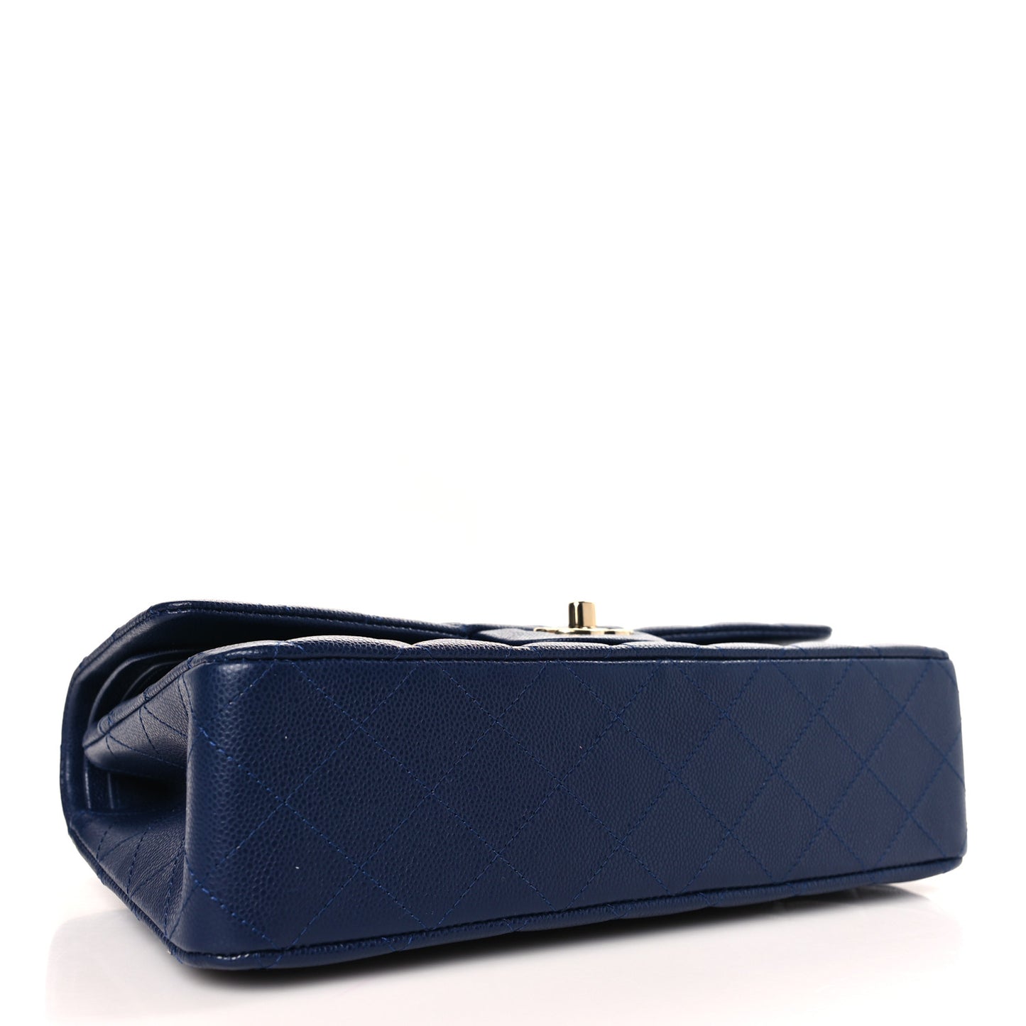 Caviar Quilted Medium Double Flap Navy