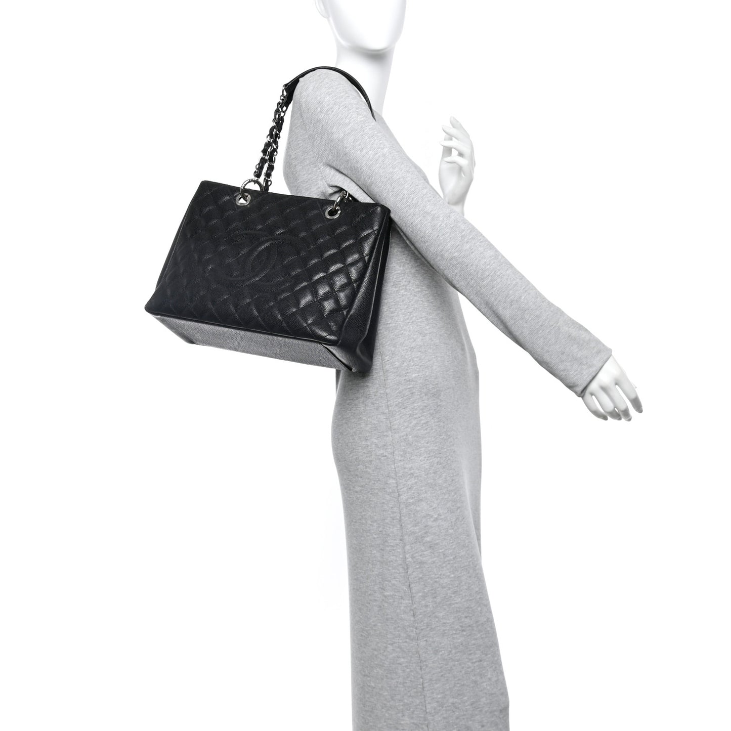 Caviar Quilted Grand Shopping Tote GST Black