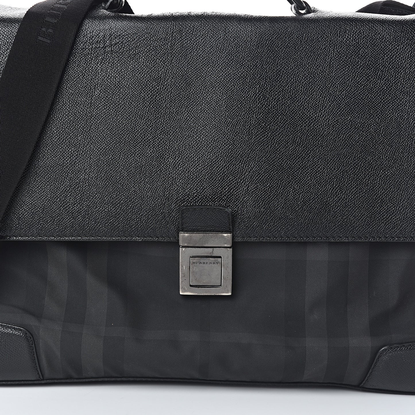 Calfskin Nylon Check Briefcase Black