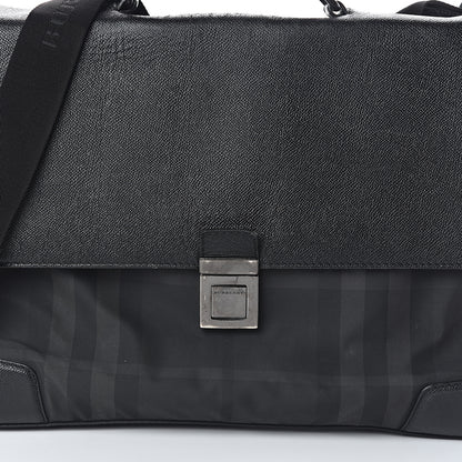 Burberry Calfskin Nylon Check Briefcase Black 6 of 8