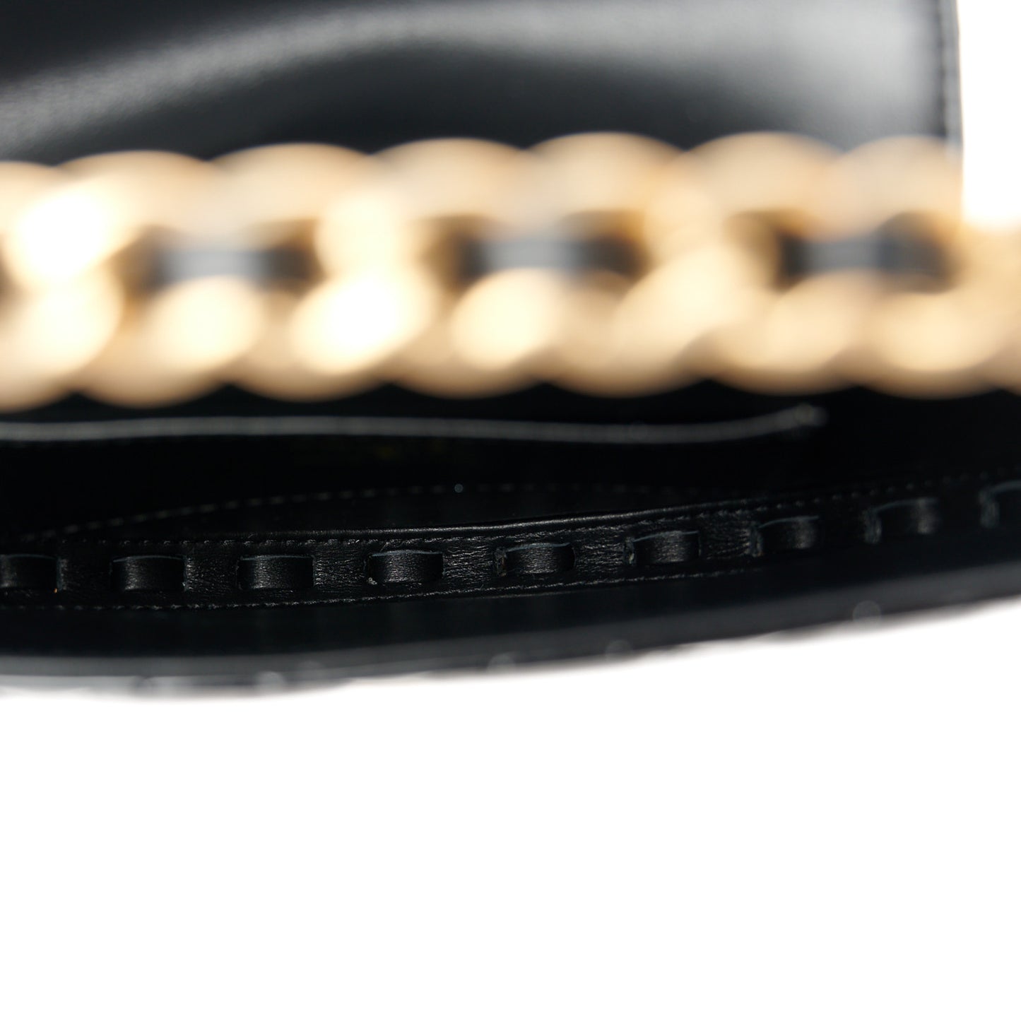 Patent Calfskin Quilted Chain Hoop Bag Black