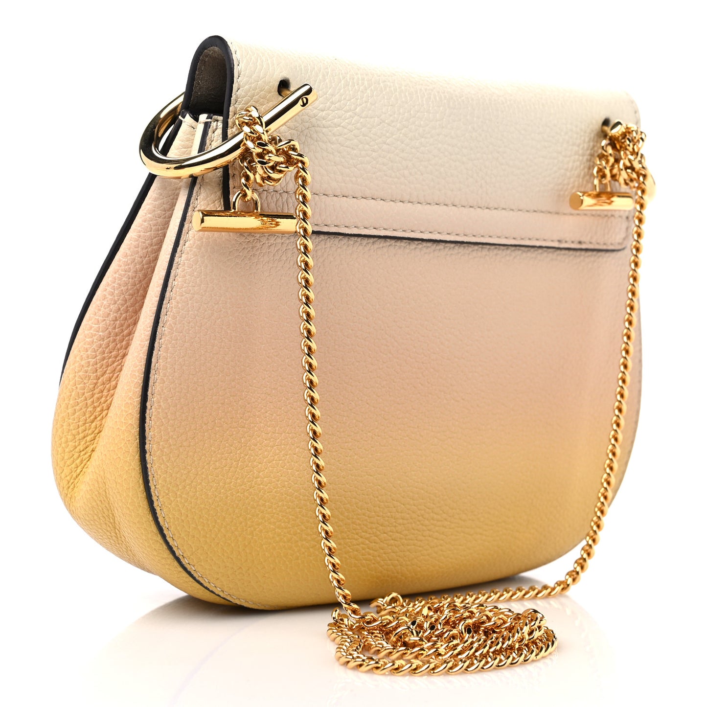 Grained Calfskin Lambskin Ombre Mini Drew Shoulder Bag Orange Mimosa