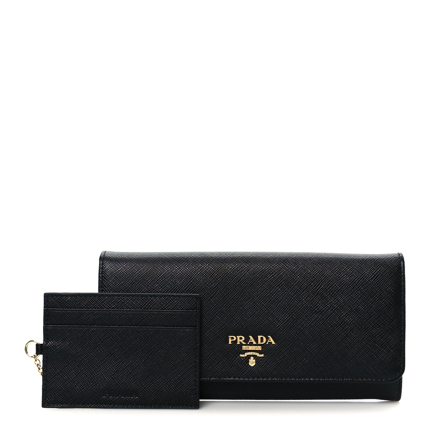 Saffiano Metal Continental Flap Wallet Black