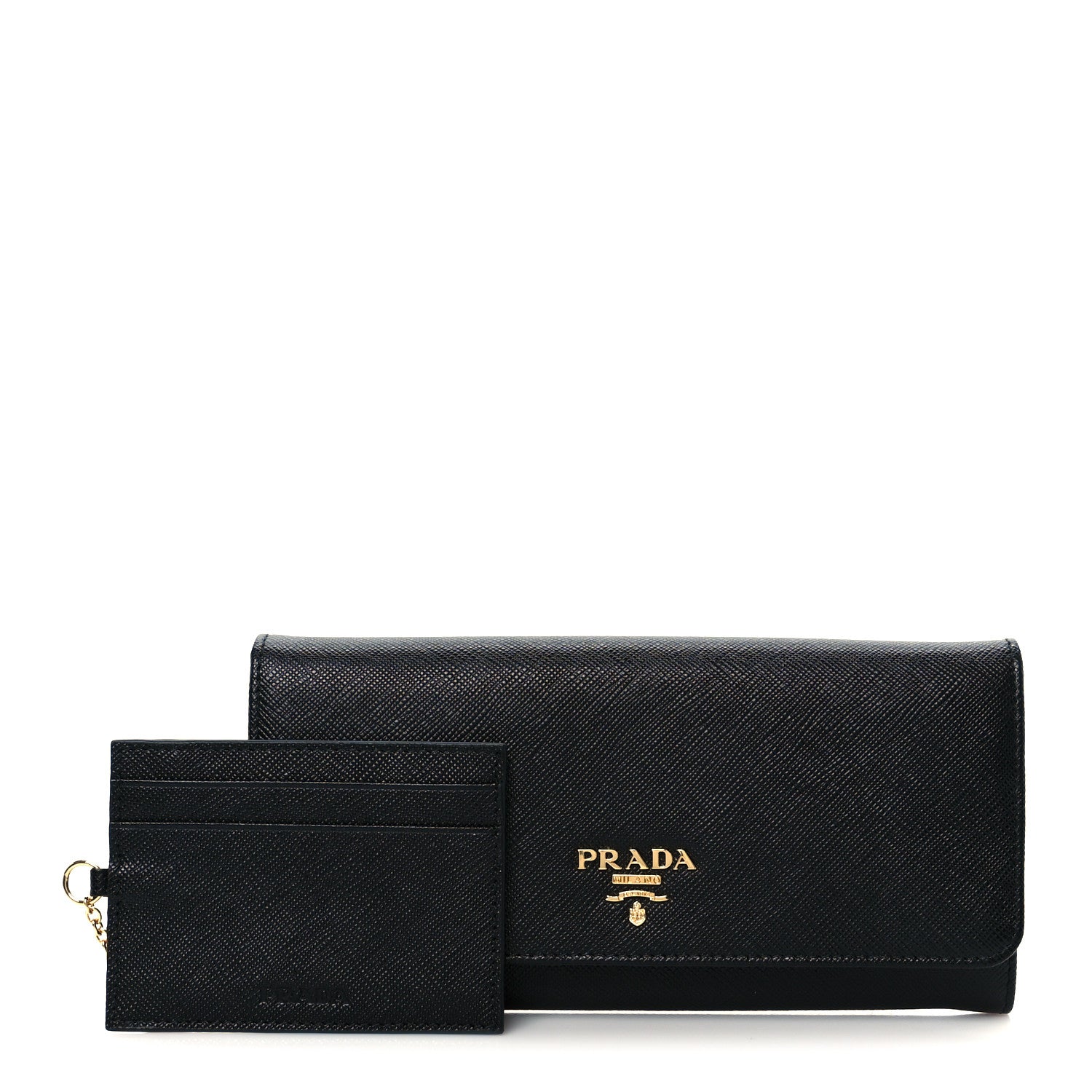 Prada Saffiano Metal Continental Flap Wallet Black 5 of 18