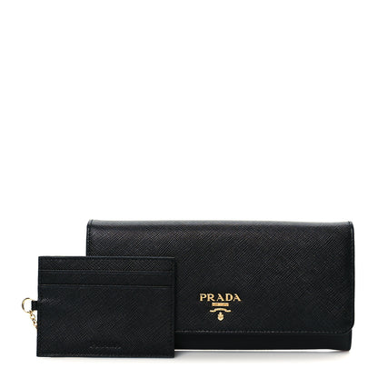 Prada Saffiano Metal Continental Flap Wallet Black 5 of 18
