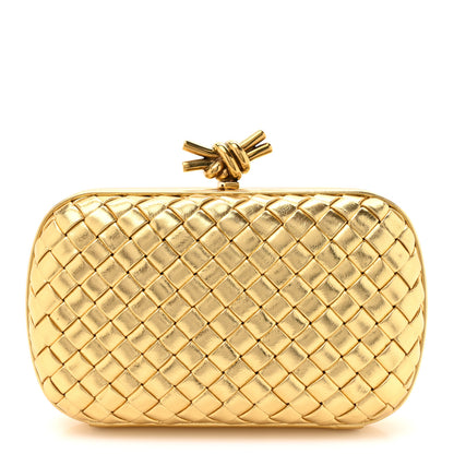 Bottega Veneta Metallic Intreccio Minaudiere Knot Clutch Gold 1 of 7