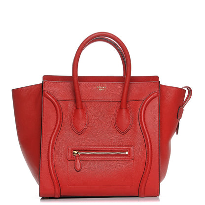 Celine Drummed Calfskin Mini Luggage Coquelicot 1 of 7