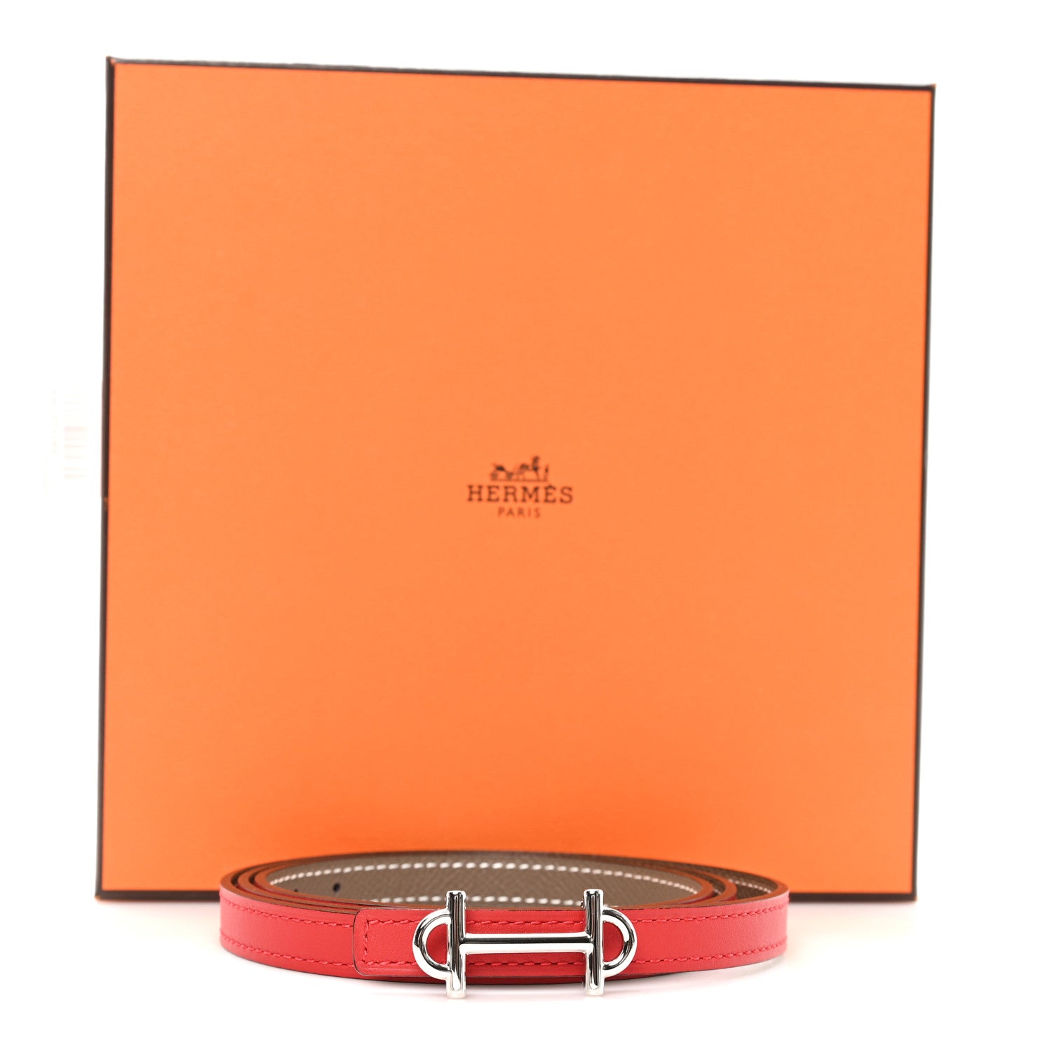 Hermes Swift Epsom 13mm Gamma Belt 90 36 Rouge Radieux Etoupe
