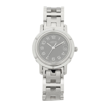Hermes Stainless Steel 24mm Clipper Quartz Watch Grey 1 of 4