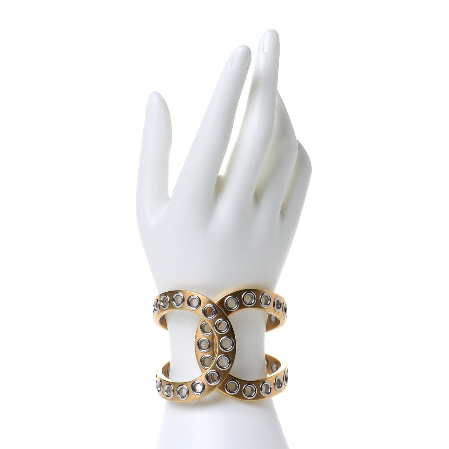 Metal Rivet Logo Cuff Gold