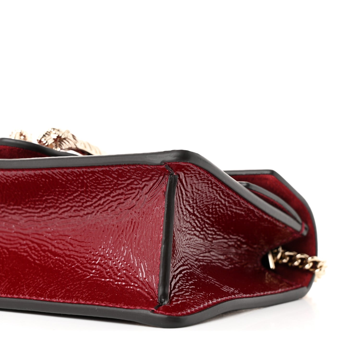 Crinkled Patent Super Mini Dionysus Shoulder Bag Rosso Ancora Red