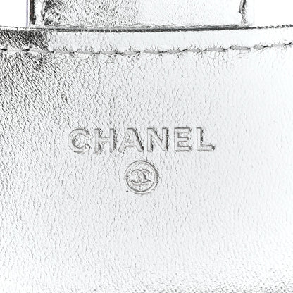 Chanel Gradient Metallic Calfskin Quilted Large Gusset Flap Wallet Silver Blue Yellow Purple 8 of 10