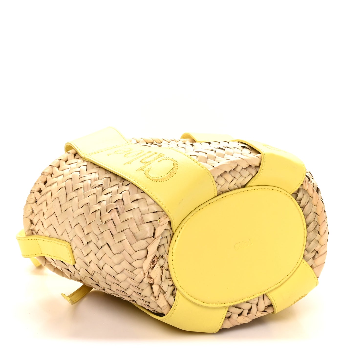 Raffia Smooth Calfskin Small Sense Basket Daffodil Yellow