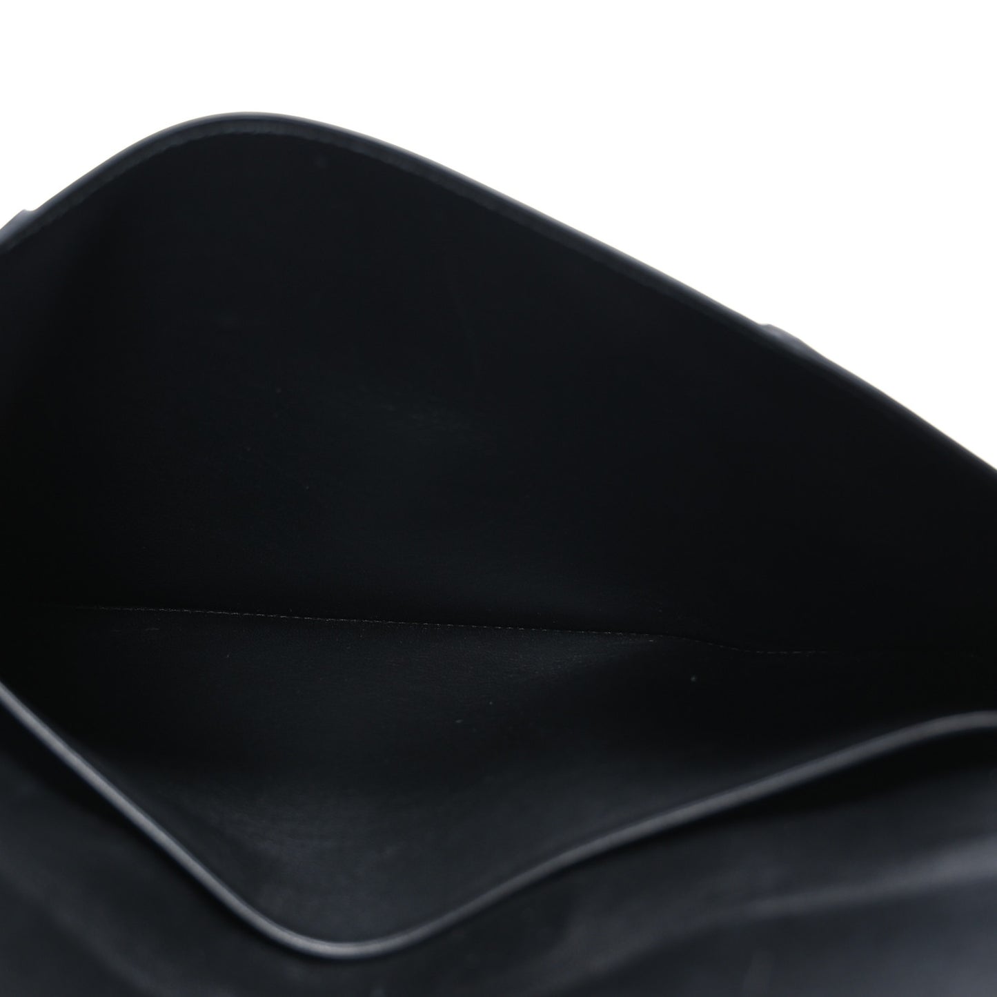 Shiny Box Calfskin Hourglass Flap Flat Pouch Black