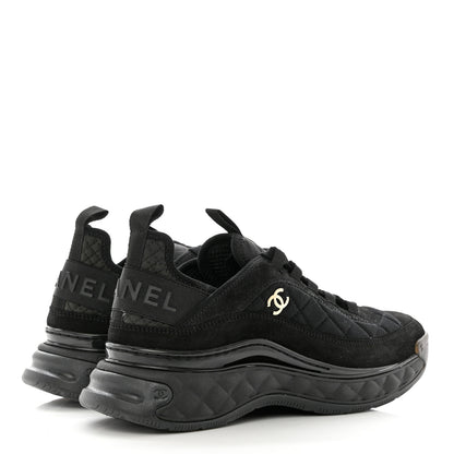 Chanel Suede Calfskin Mixed Fibers CC Sneakers 39 Black Dark Grey 4 of 9