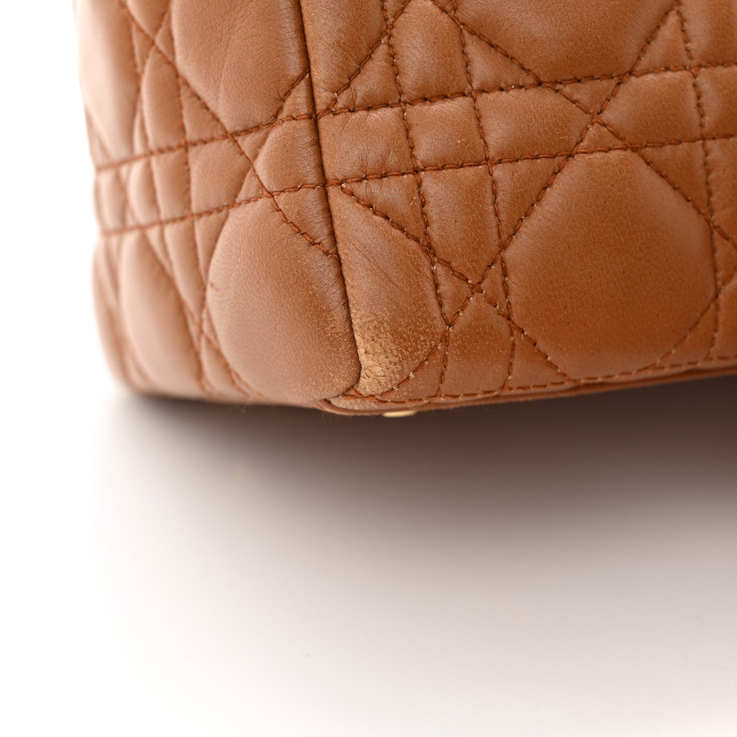 Christian Dior Lambskin Cannage Medium Lady Dior Tan 15 of 16