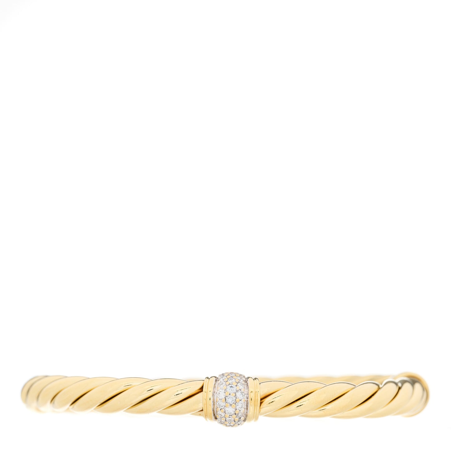 18K Yellow Gold Diamond 6mm Cable Station Hinge Bracelet