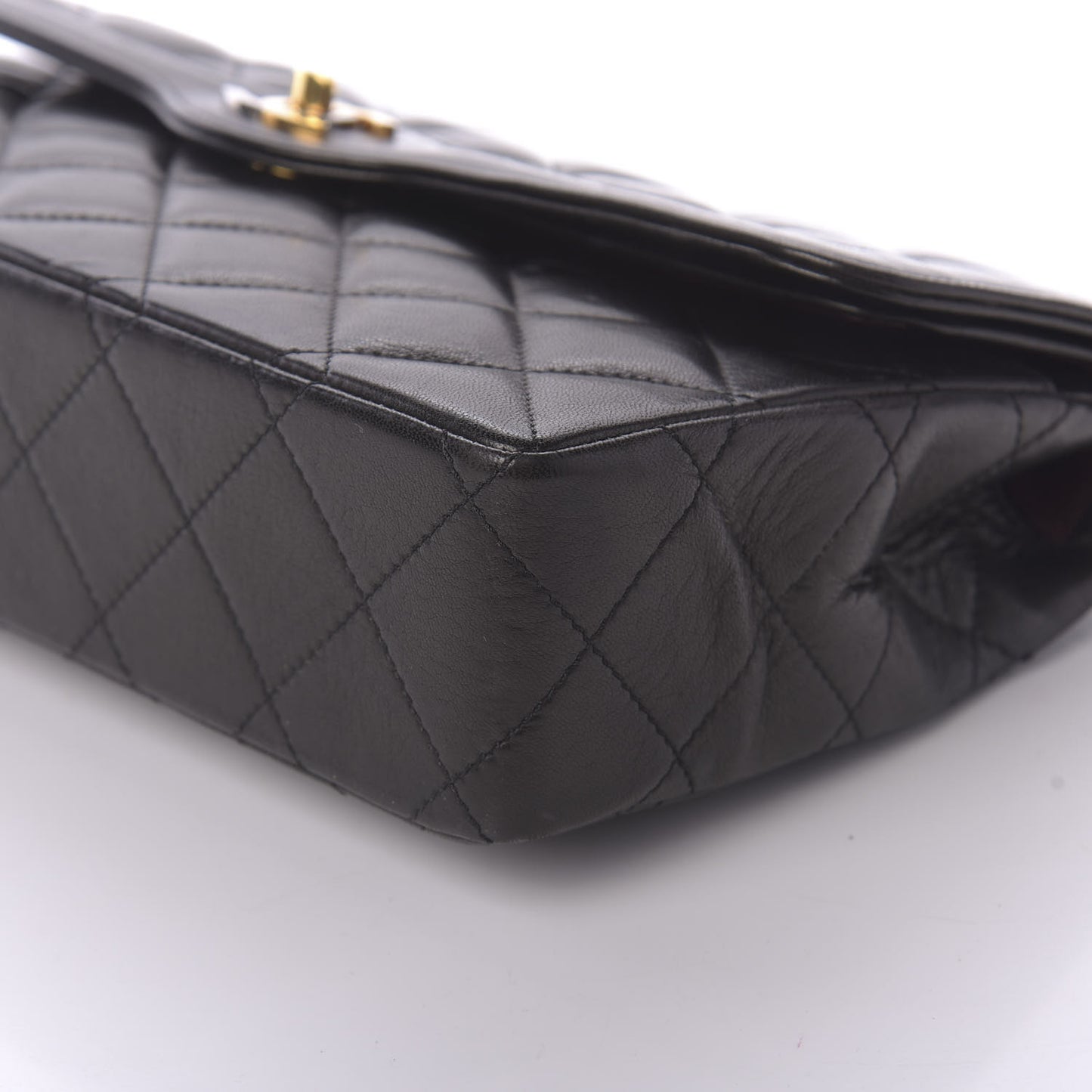 Lambskin Quilted Medium Double Flap Black