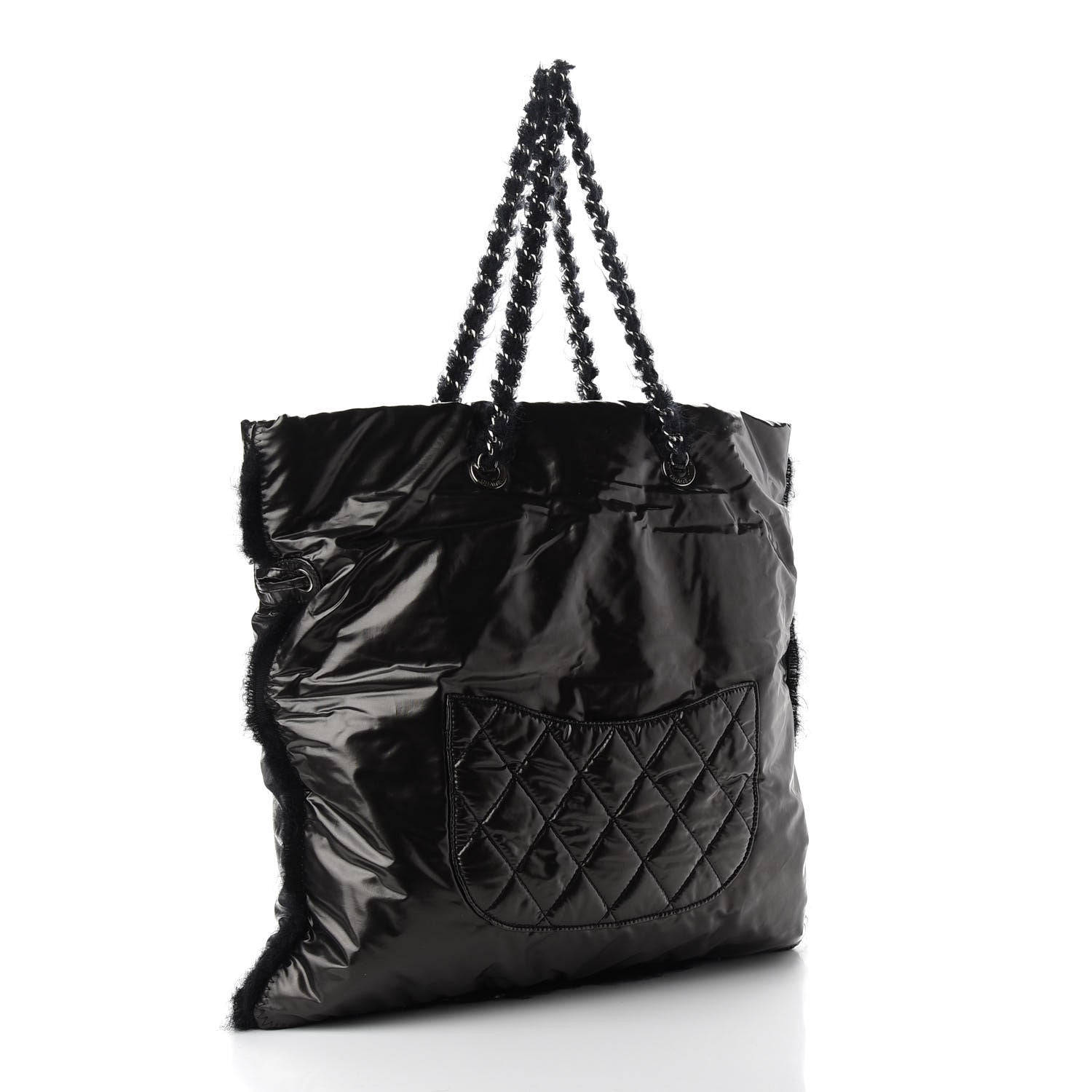 Chanel Vinyl Mohair Trimmed CC Bonbons Tote Black 3 of 9