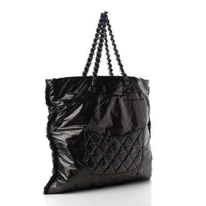 Chanel Vinyl Mohair Trimmed CC Bonbons Tote Black 3 of 9