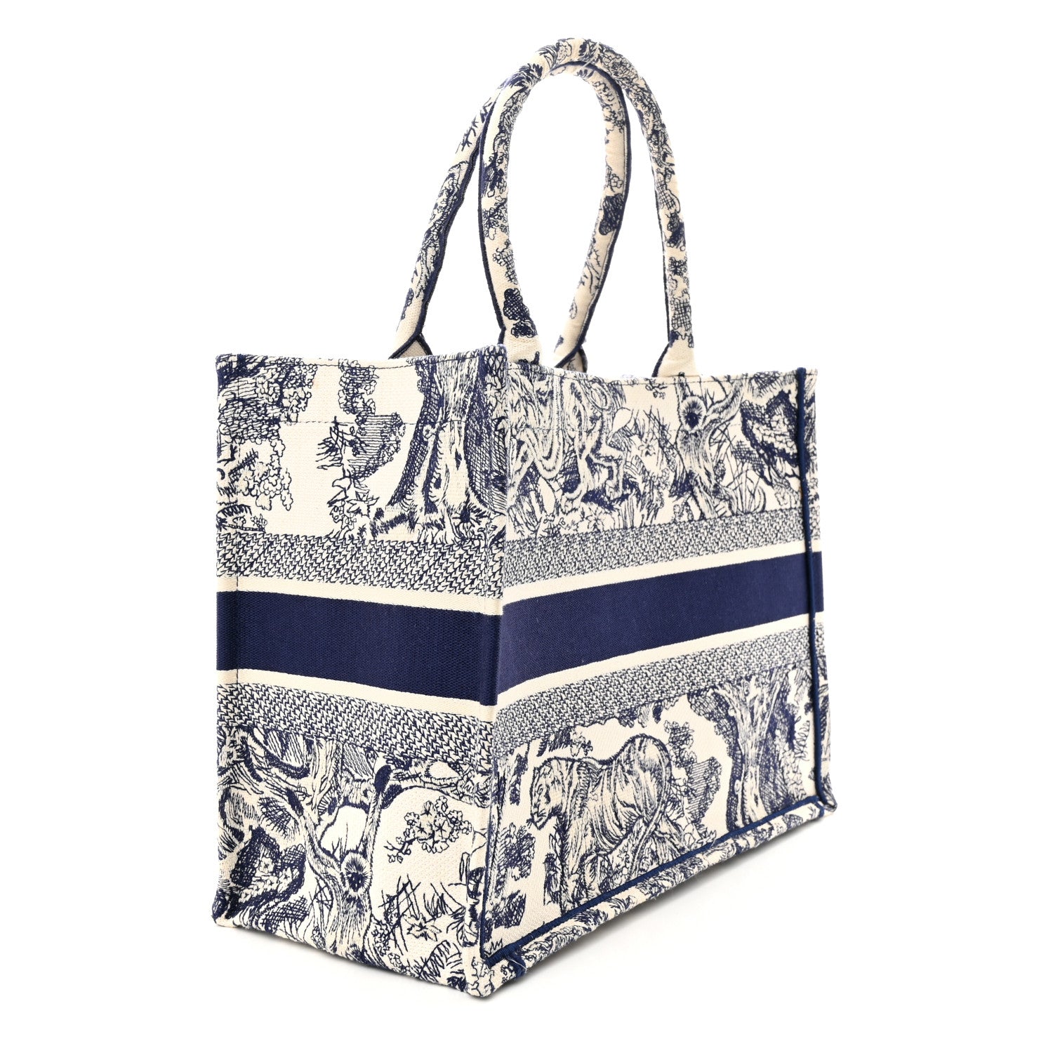 Christian Dior Canvas Embroidered Medium Dioriviera Toile De Jouy Book Tote Blue 3 of 17