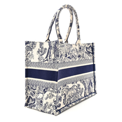 Christian Dior Canvas Embroidered Medium Dioriviera Toile De Jouy Book Tote Blue 3 of 17