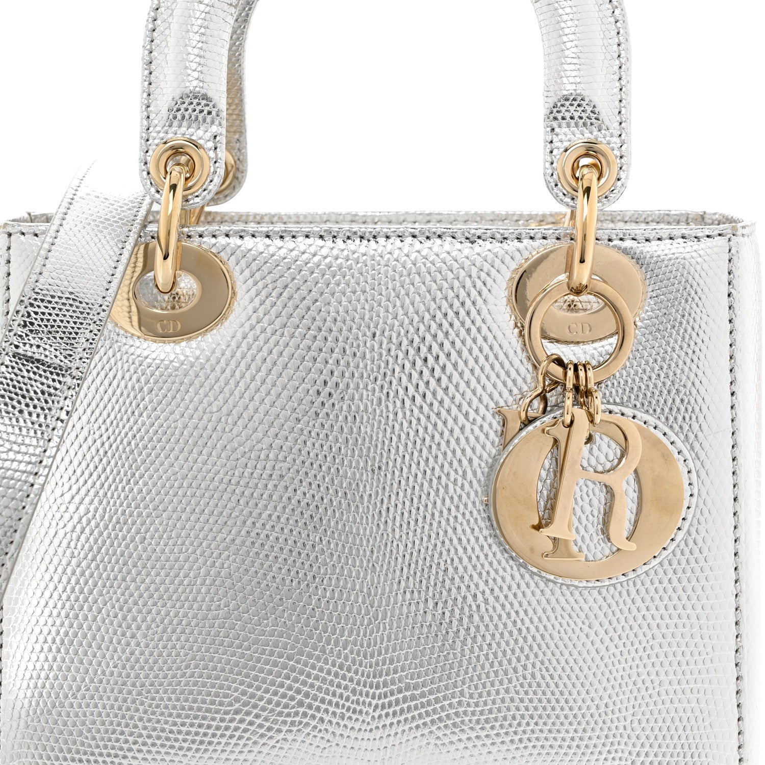 Christian Dior Metallic Lizard Mini Lady Dior Silver 7 of 10