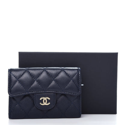 Chanel Caviar Quilted Flap Card Holder Wallet Navy Blue 9 of 9