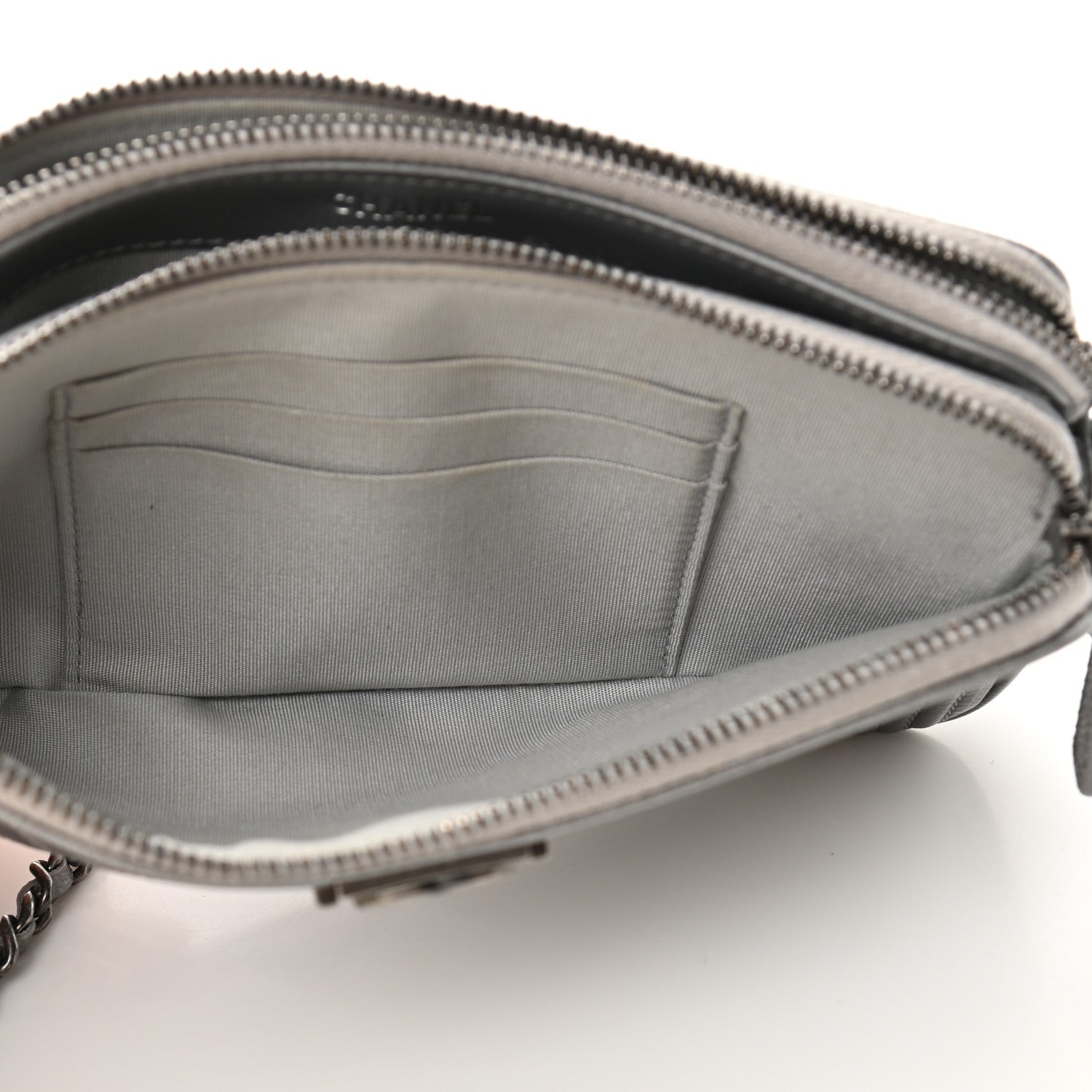 Chanel Metallic Caviar Quilted Small Boy Clutch With Chain Silver 5 of 14