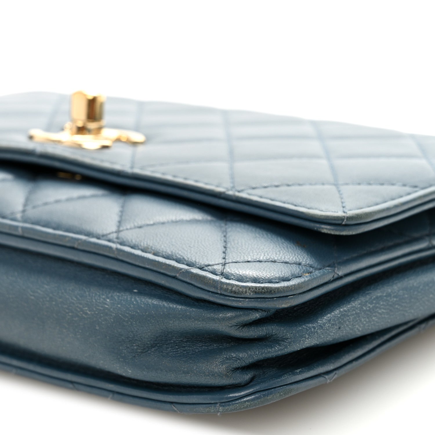 Chanel Lambskin Quilted Trendy CC Wallet On Chain WOC Blue 11 of 12