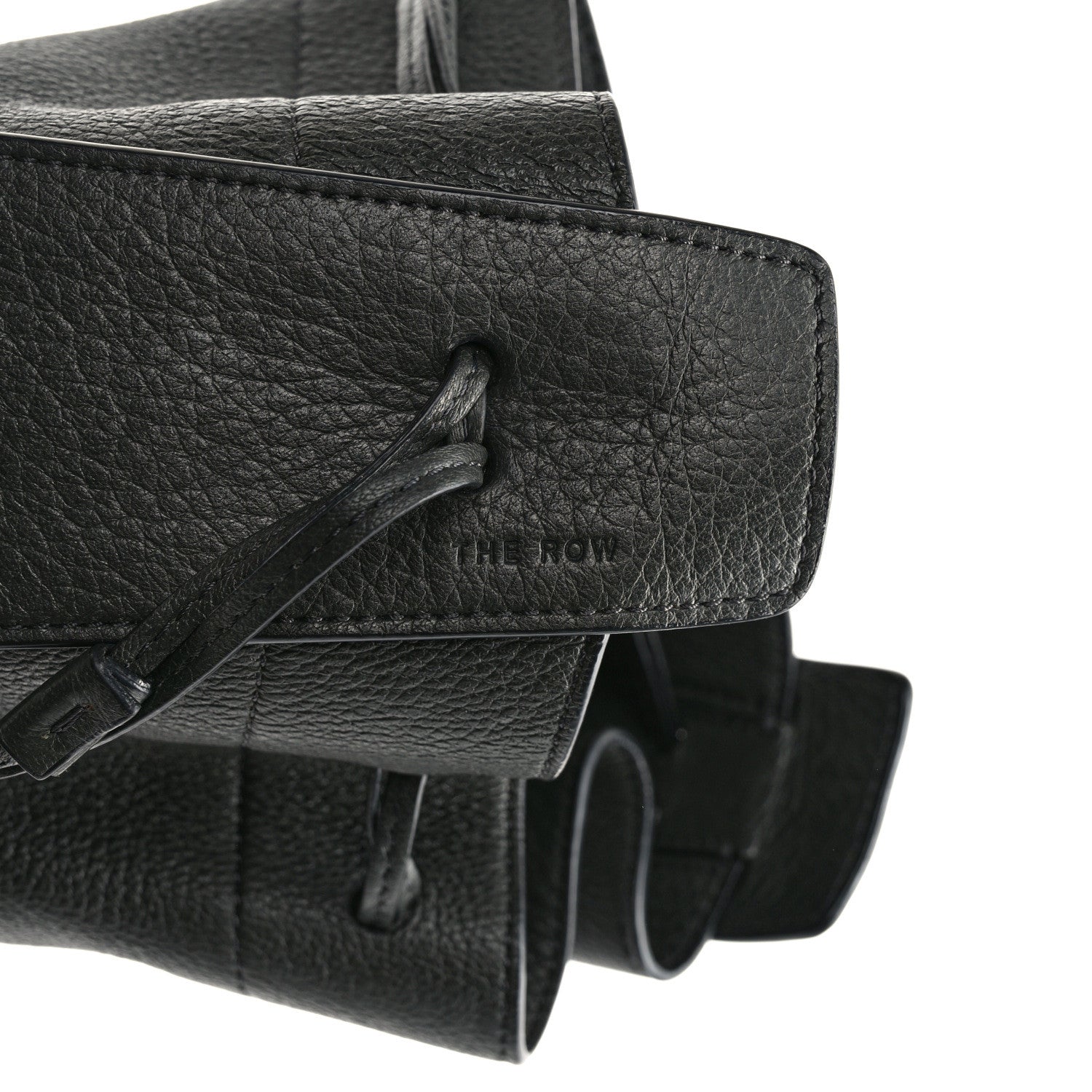 The Row Grained Calfskin Drawstring Pouch Black 7 of 9
