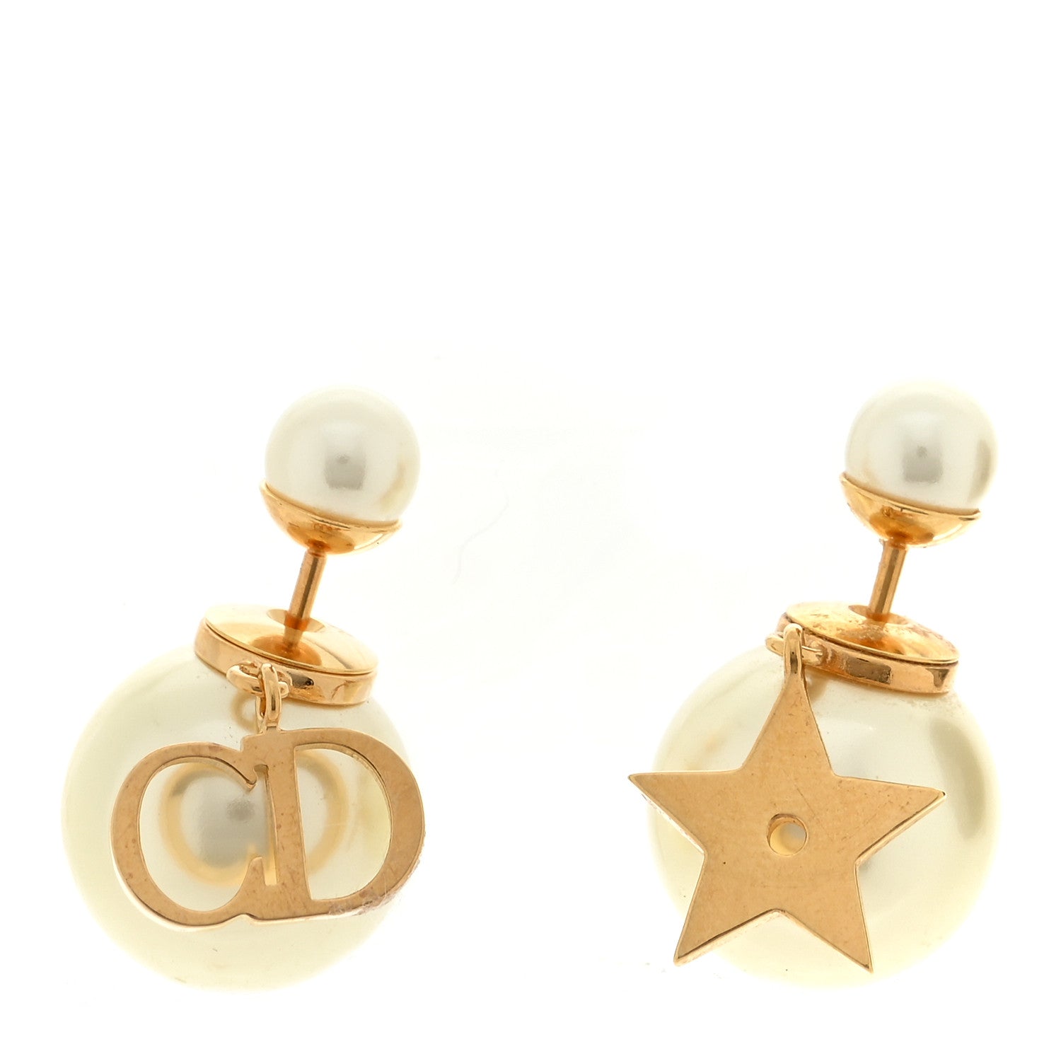 Christian Dior Pearl Mise En Dior Logo Tribal Earrings 1 of 4