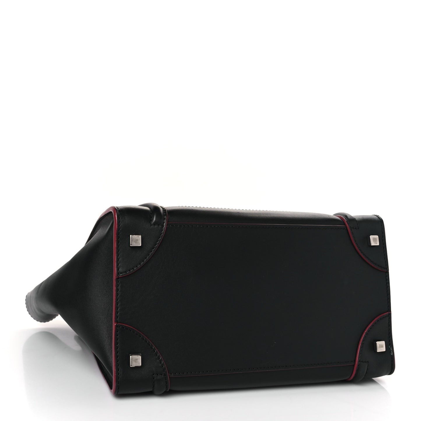 Smooth Calfskin Mini Luggage Black Pink Trim