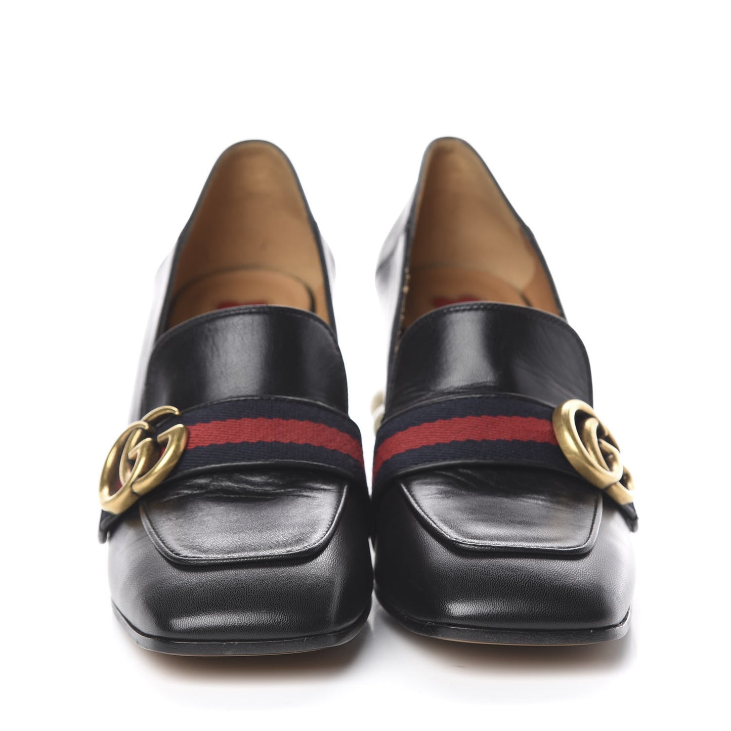 Malaga Kid Web Pearl Embellished Peyton 75mm Loafer Pumps 36.5 Black