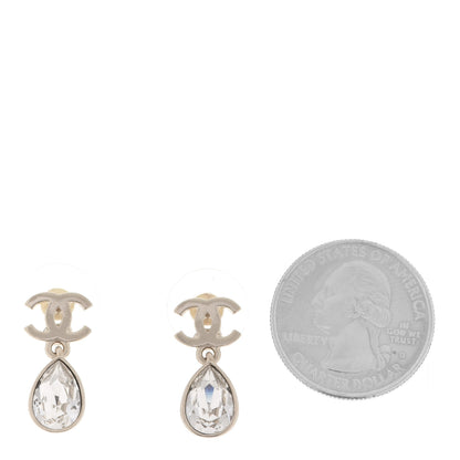Chanel Crystal CC Tear Drop Earrings Gold 2 of 5