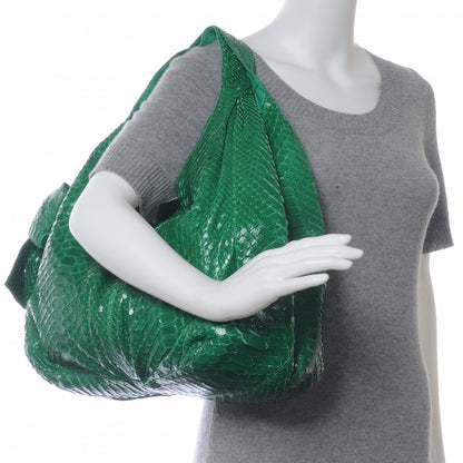 Valentino Garavani Python Large Nuage Bow Hobo Emerald 2 of 5