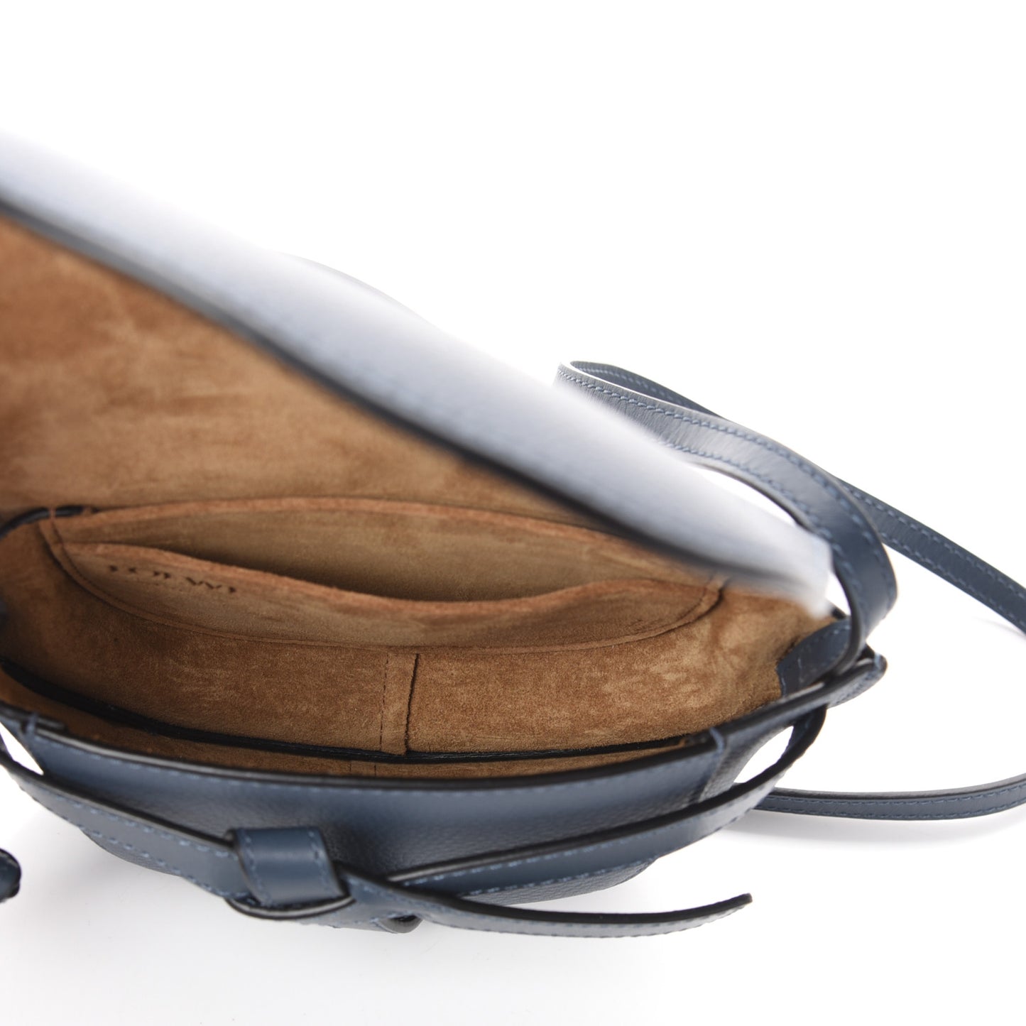 Grained Calfskin Mini Gate Crossbody Bag Steel Blue