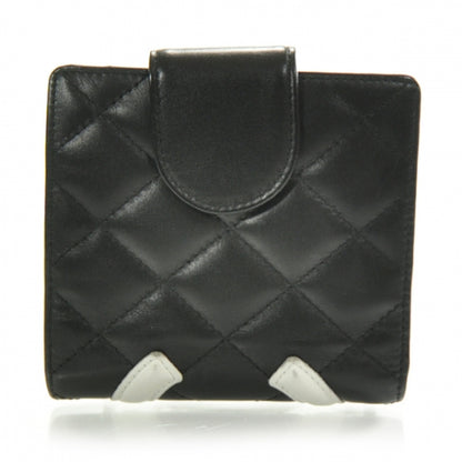 Chanel Calfskin Quilted Bi-fold Wallet Black White 2 of 9
