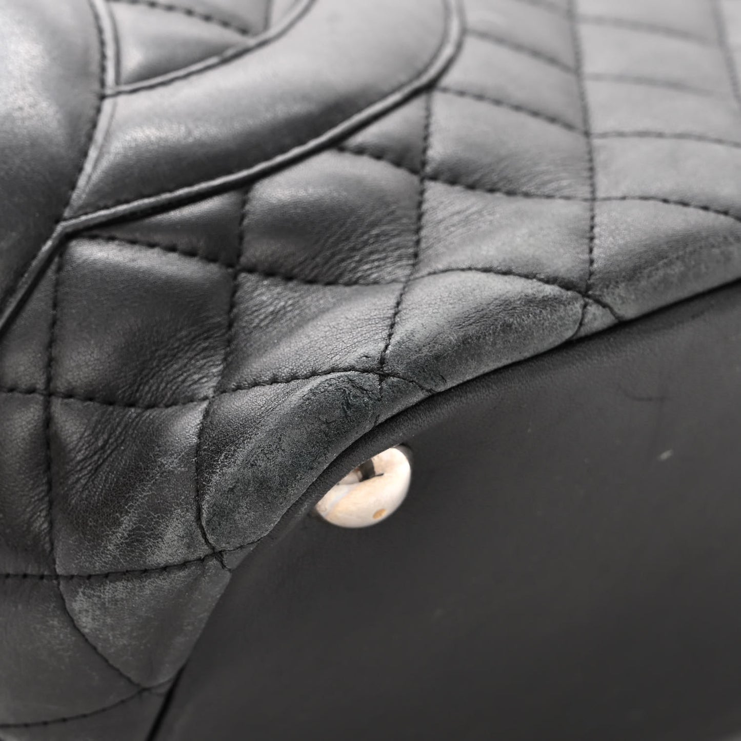 Calfskin Quilted Large Cambon Tote Black