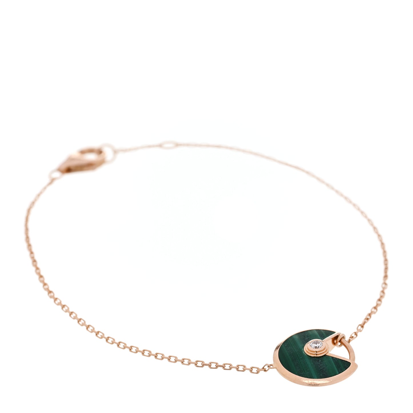 18K Pink Gold Diamond Malachite Amulette de Cartier Bracelet