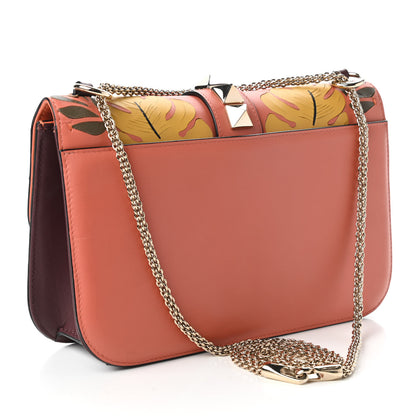 Valentino Garavani Vitello Floral Medium Glam Lock Rockstud Flap Orange Multicolor 3 of 9